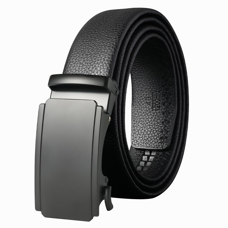 Men's Belt Trendy Versatile Leather Automatic Buckle Belt Business Casual Simple Middle Aged and Young Trousers Belt