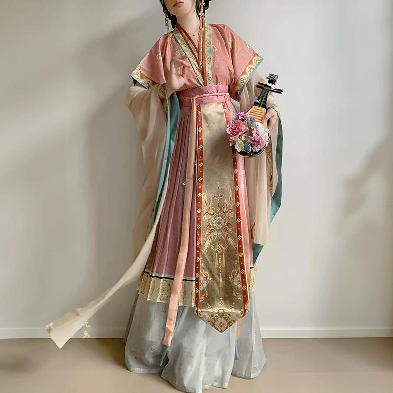 Chinese Wei And Jin Dynasty Style Hanfu. Restore Chinese Fairy Hanfu. Improved Traditional Clothing Suit For Women.