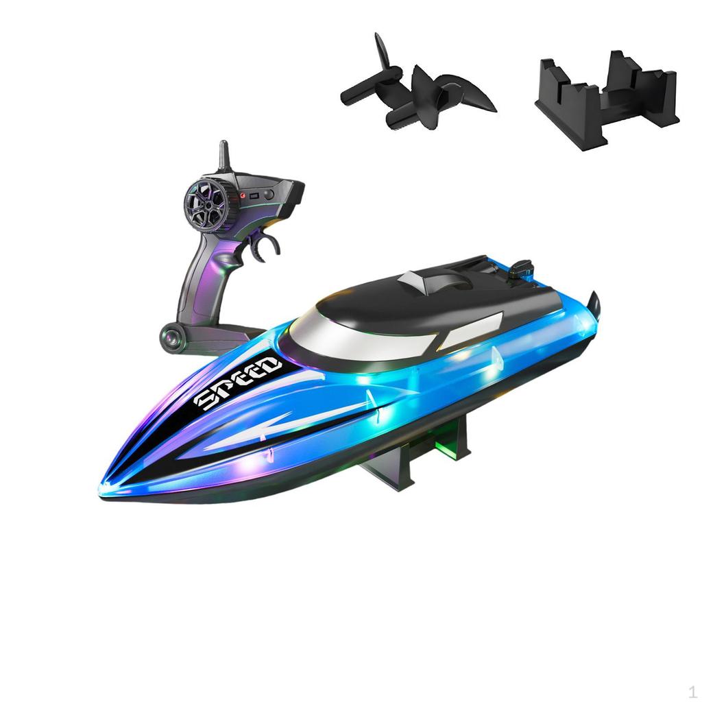RC Race Boat with Light Decor Realistic Speedboat for Lakes Boys Girls Gift