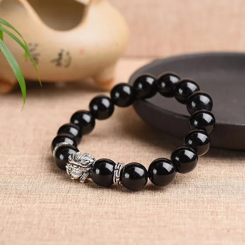 Natural Stone Beads Men Bracelets Lucky Charm Matte Black Natural Stone Beads Onyx Stone Matt Tiger Leopard Bracelets for Men