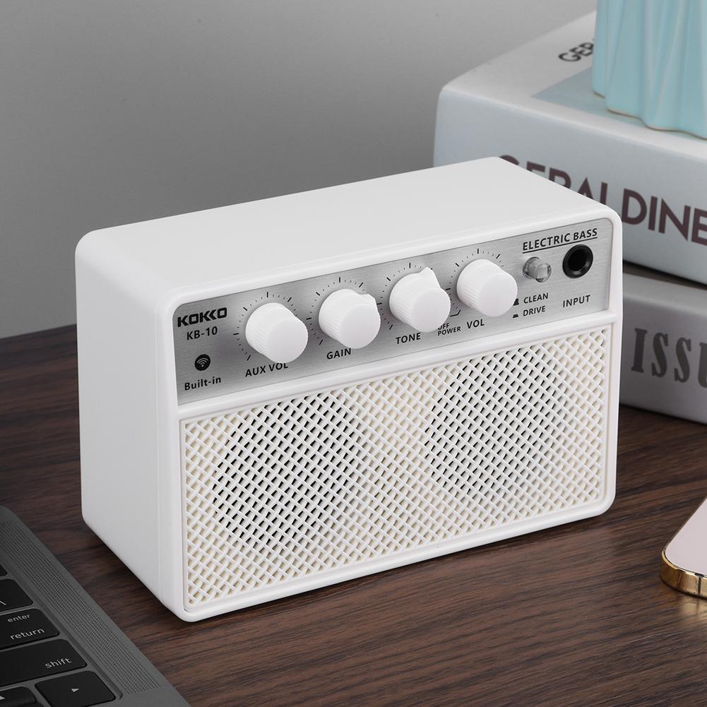 Electric Bass Amplifier 10W 6.35mm Portable Electric Bass Audio Amplifier Rechargeable AMP Speaker for Electric Bass Guitar