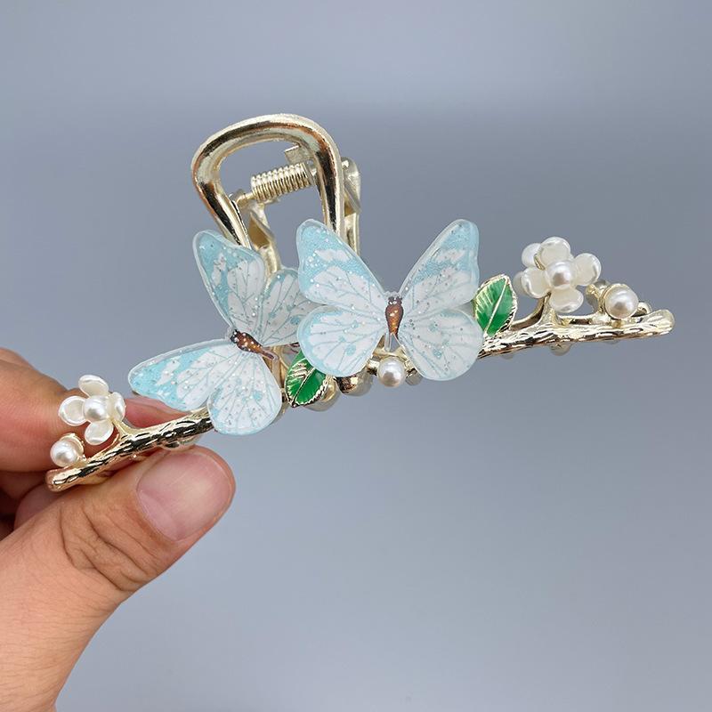 Stilig Fresh Temperament Oil Drop Floral Metal Shark Hair Clip