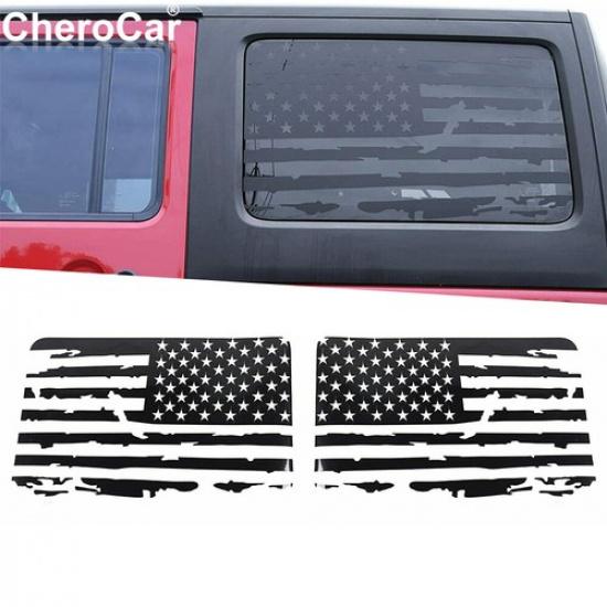 2X Car Rear Window Glass Panel Sticker Decal For Jeep Wrangler JK 2011-17 4Door