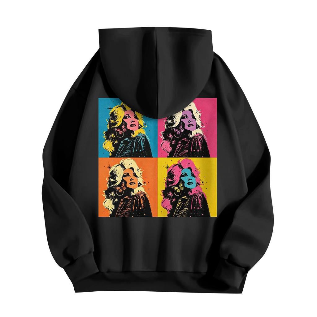 Unisex Printed Long Sleeve Pullover Hoodie Lightweight for Men and Women
