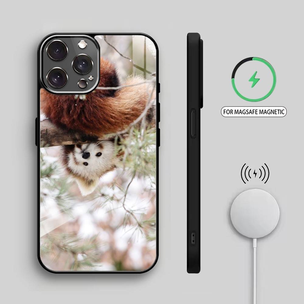 B-Beyond Cute Western Red Panda Phone Case For iPhone17,16,15,14,13,12,11 Plus,Pro Max Magnetic For Magsafe Wireless Charging