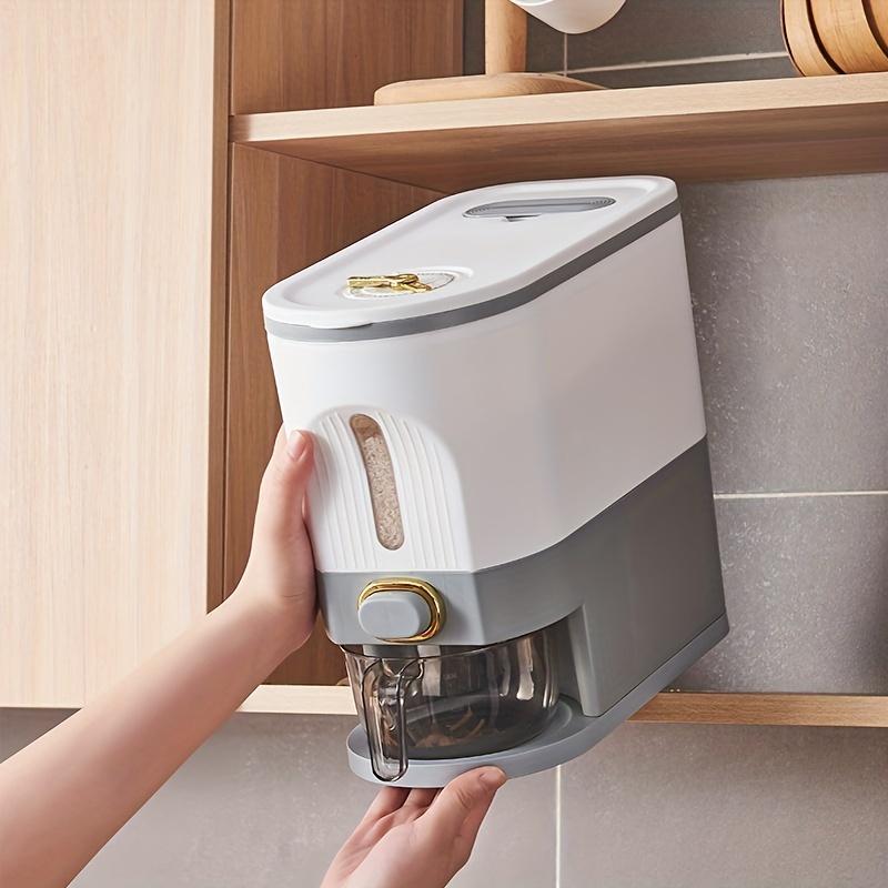 Airtight Rice Storage Container 22lbs Moisture-Proof Large Capacity Rice Dispenser with Measuring Cup for Kitchen Cereals Grains