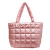 Women Girls Winter Shoulder Bag Zipper Closure Plain Check Bag Gloss Surface Cloud Bubble Bag Basic Style For Shopping Traveling