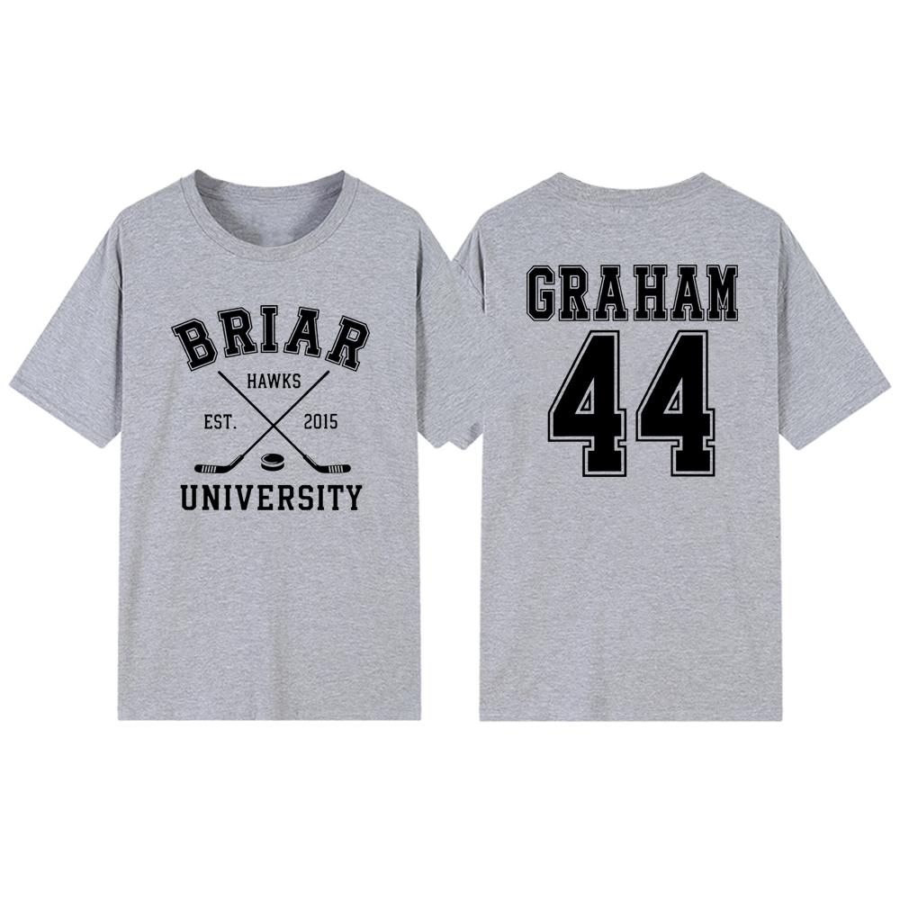 Briar University Graham 44 Hockey Zweiseitiges T-Shirt Briar U Hockey Romanze Tee Unisex Kurzarm T-Shirt Buchliebhaber Geschenk Shirt
