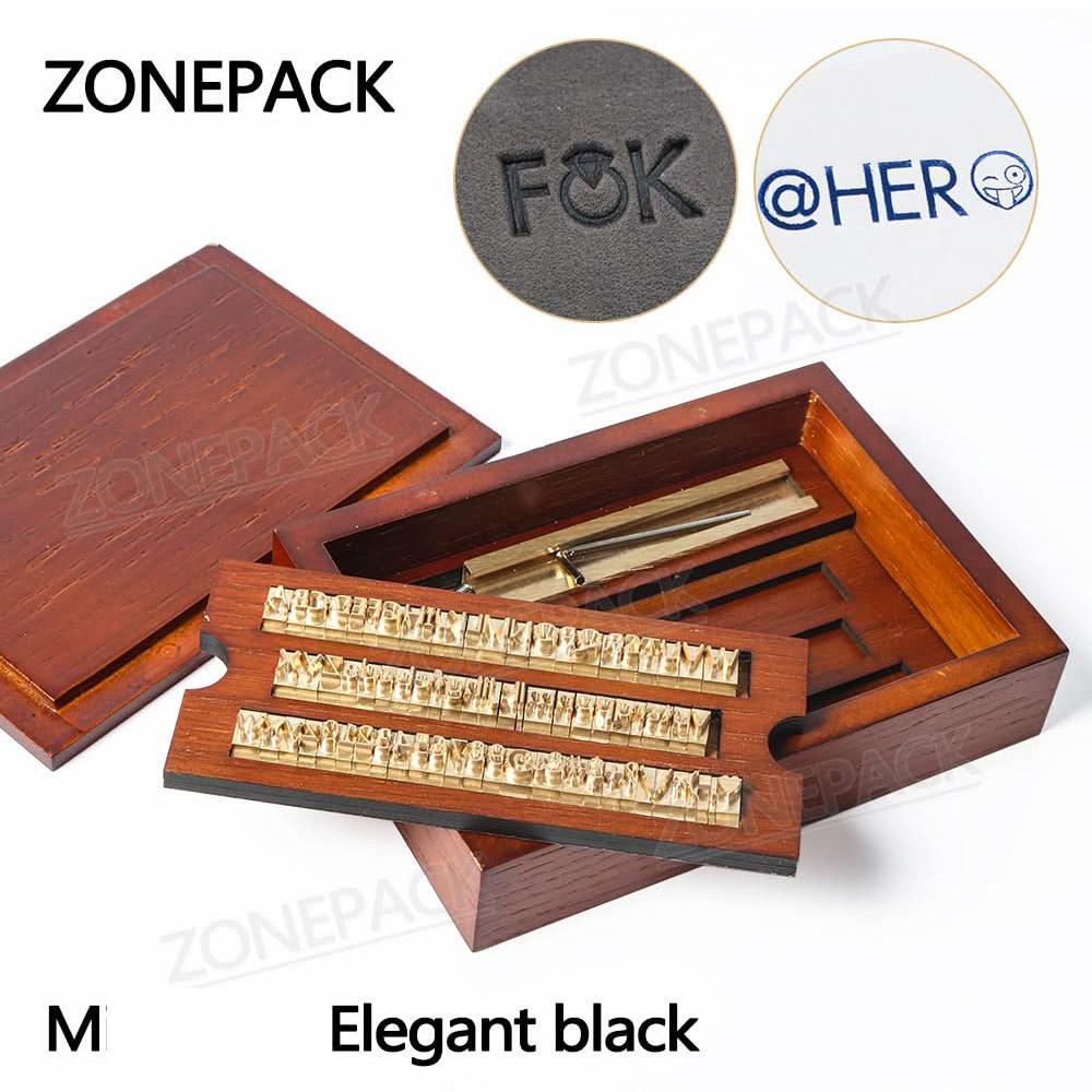 ZONESUN Brass Letter 6mm Hot Foil Stamping Letters Mold Set with Wood Box Time New Roman