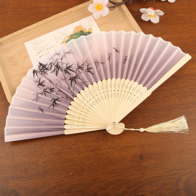 *1Pcs Chinese Style Butterfly Floral Folding Fan Hand Held Fan Tassel Wedding Dance Summer Decor