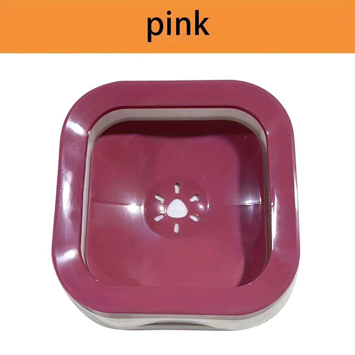 

1PC Dog Floating Water Bowl No Spill Slow Water Feeder Dog Bowl Non-Slip Pet Drinking Fountain L рожевий