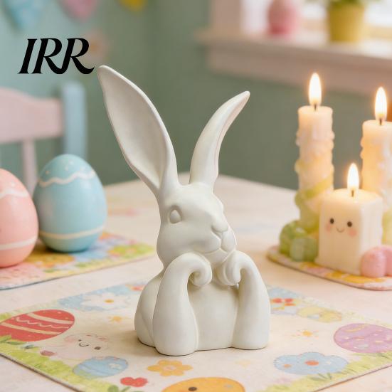 Indoor Bunny Decoration Easter Figurine Cute Rabbit Holding Face Statue 3D Printed Crack Resistant Figure Ornament for Living Room Bedroom