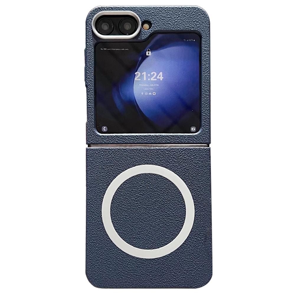 For Samsung Galaxy Z Flip6 5G Phone Cases Leather Texture TPU Back Cover Support Wireless Charging