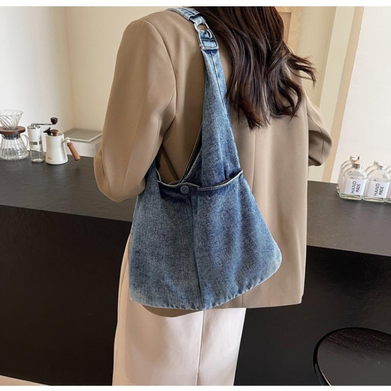 Large Capacity Denim Bag for Women, New Summer Style, Simple and Versatile Underarm Bag