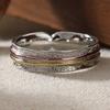 Vintage Hand Carved Wide Women's Ring Minimalist Three Color Metal Geometry Daily Wear Party Jewelry Anniversary Gift