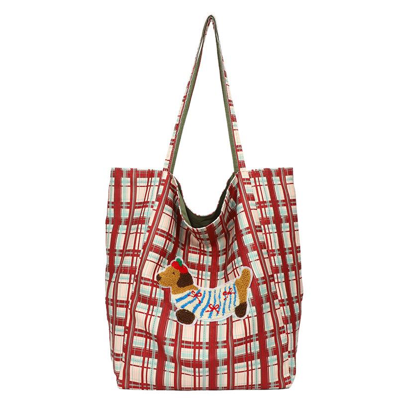 Outer single bag women's large capacity 2024 new autumn and winter versatile leisure shoulder shopping bag plaid commuter tote bag