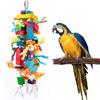 Colorful Wooden Birdcage Pendant Chew Toy for Medium To Large Birds