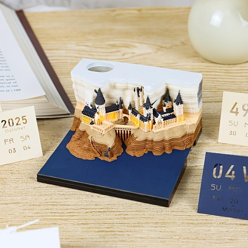 1 Stück 3D Pop-Up Zauberschloss Kalender - Handgefertigte DIY Papier-Skulptur, Kreative Tägliche Bürodekoration & Einzigartige Geschenkidee
