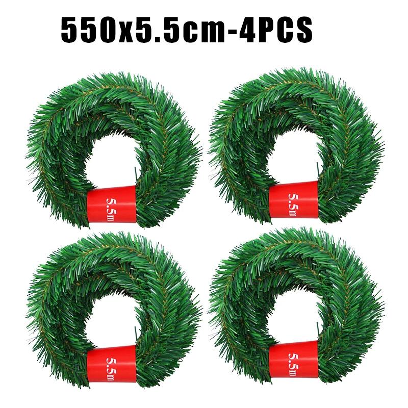 Flexible PVC Christmas Pine Garland Greenery Vines for Xmas Tree Wreath Mantle Staircase Wedding Party Background Decoration