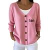 V-Neck 5-Button Printed Cardigan Sweater