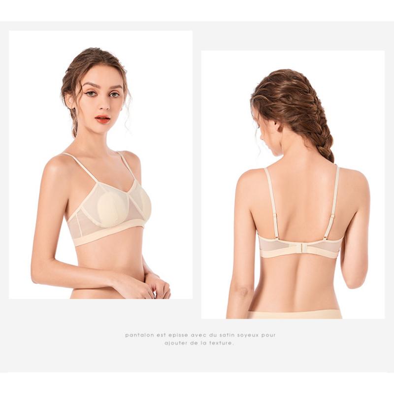 Bretele subțiri Secțiune subțire Pure Desire Mesh Lenjerie de corp respirabilă Fără inel de oțel Sutien de susținere completă