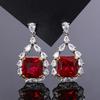 Jewelry, Jewelry, Stud Earrings, Colorful Treasures, Zircon, Red Sapphire, Fashion Women'S Earrings, Enamel Craftsmanship