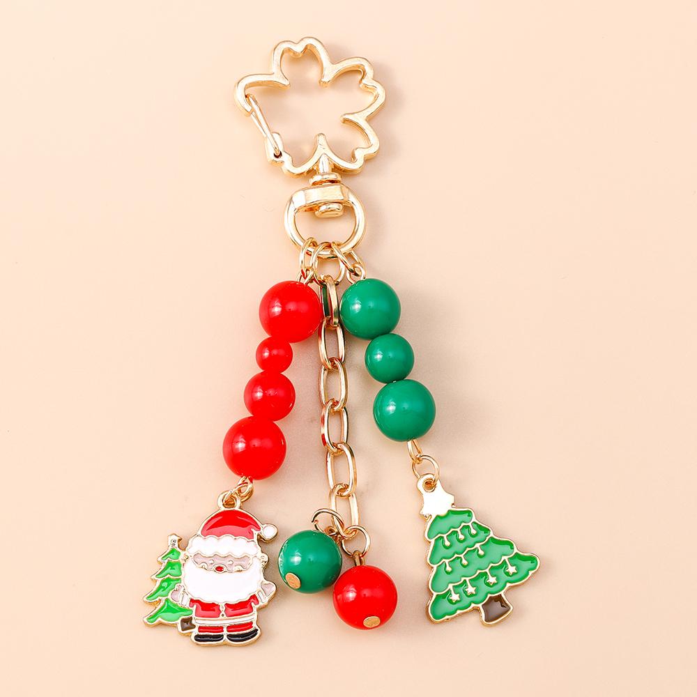 Fashion Christmas Keychain Women Girls Snowman Elk Key Ring Pendants for Handbag Decor DIY Key Chain New Year Gifts