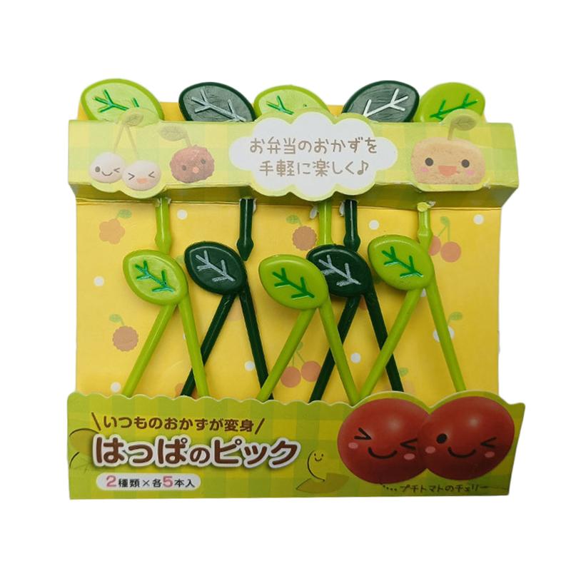 10Pcs/Set Leaves Fruit Fork Picks Kids Snack Dessert Decoration Forks Toothpick