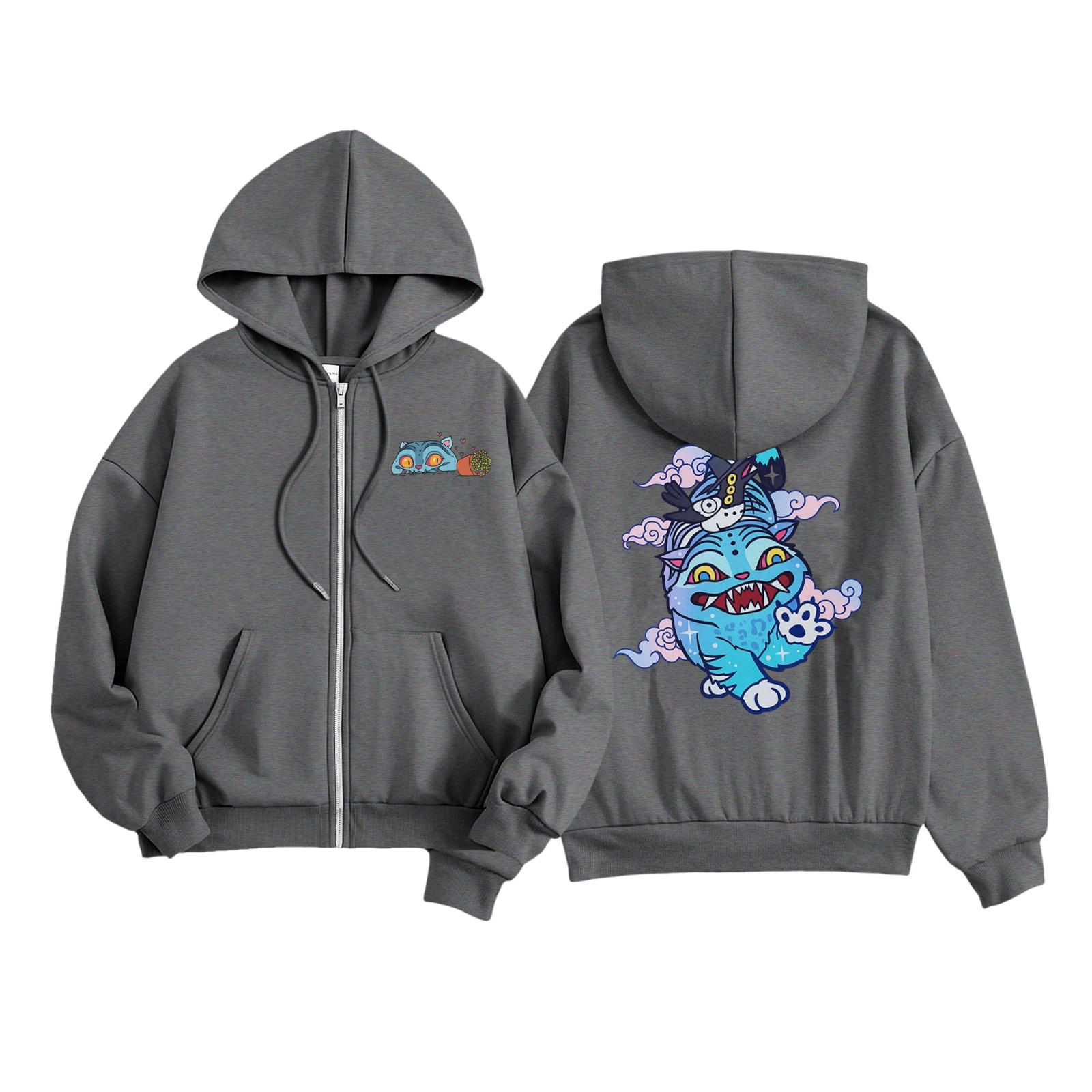 

Детская мода Женская легкая толстовка с длинным рукавом на молнии Толстовка с принтом и карманами 110