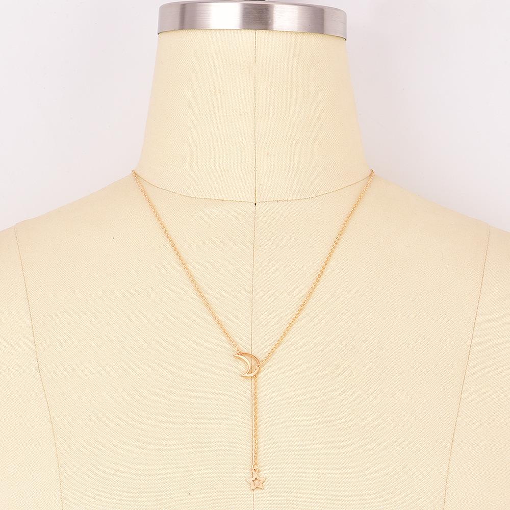 Retro Moon and Star Tassel Pendant Necklace for Women