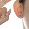 Silver Shiny Zircon Cross Stud Earrings for Women Men Punk Rock Earring Hiphop Ear Jewelry