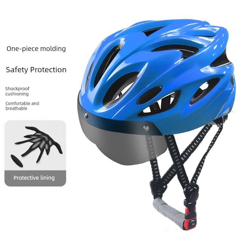 Bicycle Riding Helmet, Color-Changing Magnetic Goggles, Adult Men's and Women's Mountain Bike, Road Bike Safety Helmet, Takeaway Helmet
