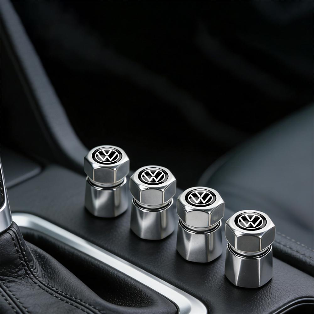 Metal Alloy 4Pcs Car Wheel Tire Air Valve Dust Caps Rim Accessories Auto Valve for Volkswagen VW Golf 8 Jetta Polo Passat Arteon