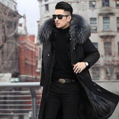New fur integrated large size pie overcome men's medium and long fur jacket winter hooded