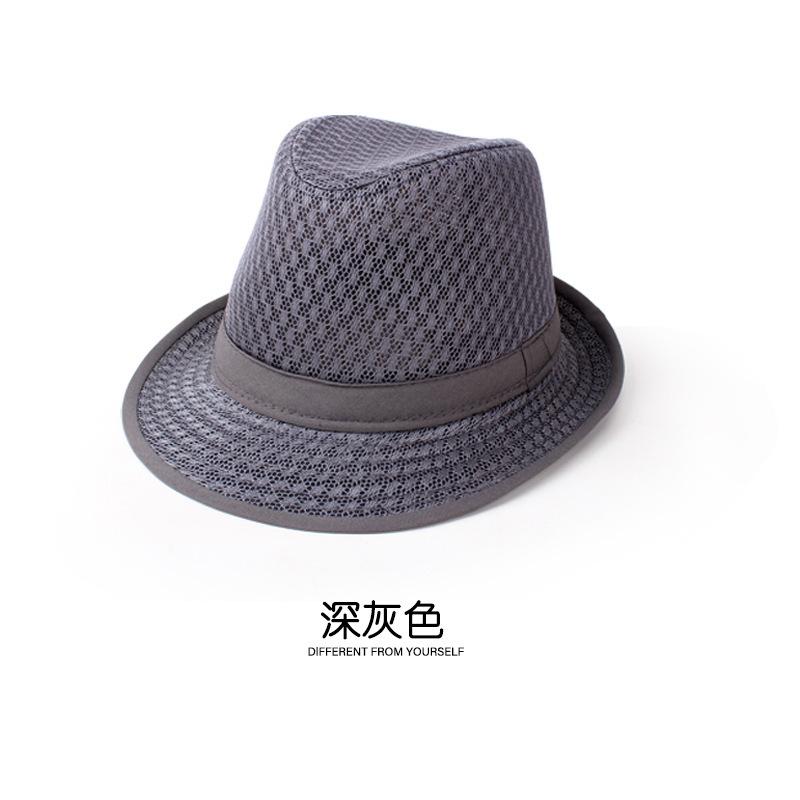 Gentleman's new summer net top hat, full net breathable sunshade jazz hat, middle-aged and elderly bucket hat, men's hat, grandpa hat
