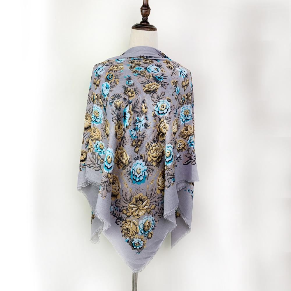 Vintage Floral Ethnic Print Shawl Scarf for Women