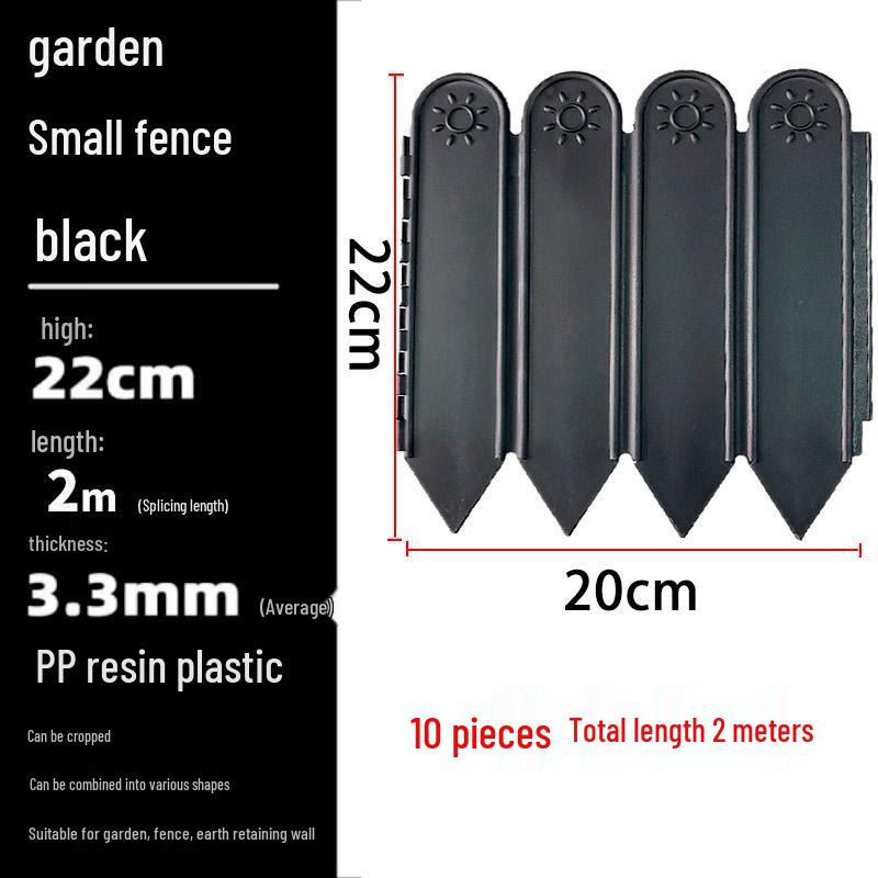 Plastic Garden and Flower Bed Edging Fence: Small Railing for Vegetable Gardens and Lawns