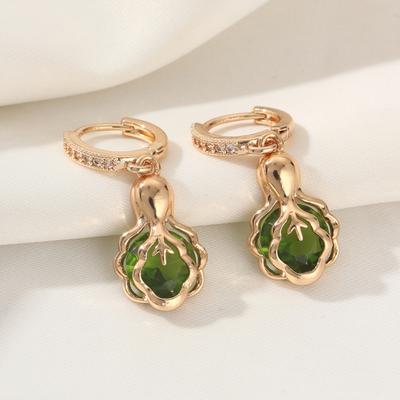 Cabbage Shape Dangle Earrings for Women 2025 New Fashion Golden Drop Earring Zirconia Jewelry Wedding Party Accessories