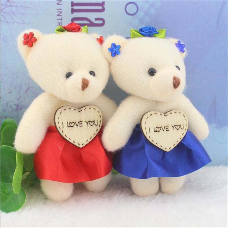 Kärlek Märke Plyschleksak Björn Docka Tecknad Bukettväska Blomma Docka Bröllop Liten Gåva Liten Hänge 11CM