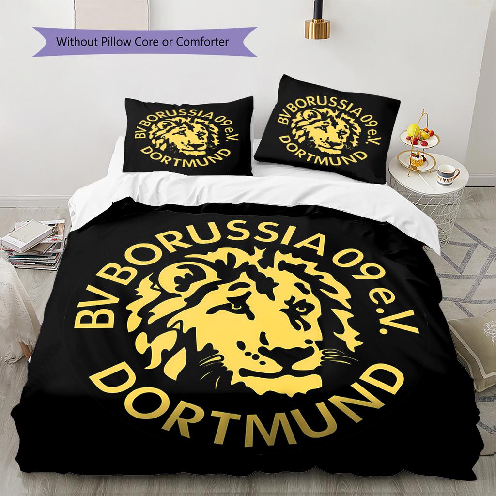 Lenjerie de pat cu model BVB, Set cu cuvertură, Husă cuvertură, Față de pernă, Cadou de casă pentru ziua de naștere (1 * husă de pilotă + 2 * fețe de pernă, fără miez)