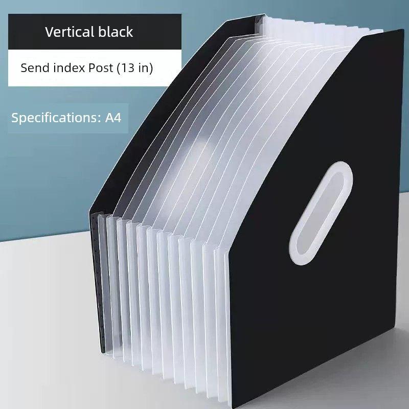 

Office Supplies A4 Folder Storage Box Information Bag Female High School Student Classification Test Paper Storage Insert File Bag Info Booklet Black / 13-Tier Vertical / Includes Index Tabs