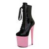 LAIJIANJINXIA New 20CM/8inches Pink PU Upper Sexy Exotic High Heel Platform Party Women Model Boots Pole Dance Shoes SY-A105