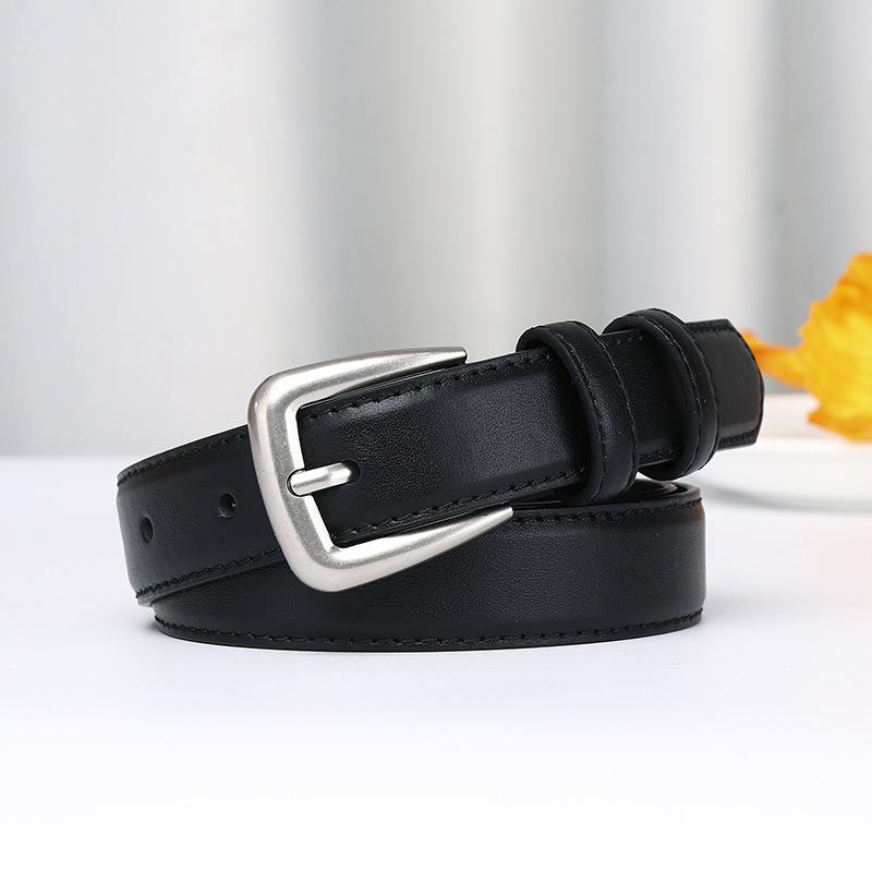 Stylish And Simple Leather Belt Women'S Pin Buckle New Versatile Light Luxury Casual Trousers Pure Cowhide Belt Women'S Models
