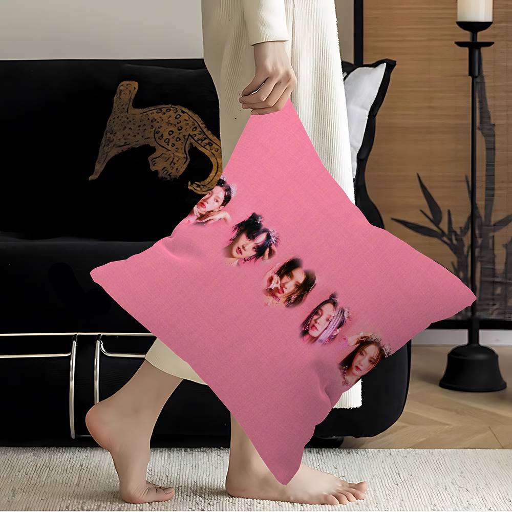 Popular K-Kpop Style Team I-Idles Cushion Cover Pillowcase Upholstery Sofa Throw Pillow Home Decor Pillowcas