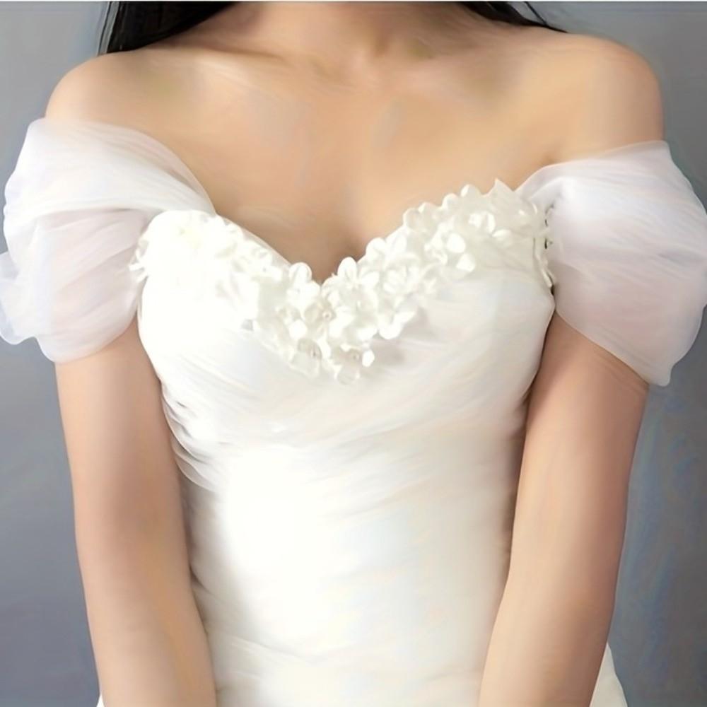 Detachable Mesh Off Shoulder Sleeves Loose Sheer Arm Covers Bridal Wedding Arm Covers Evening Gown
