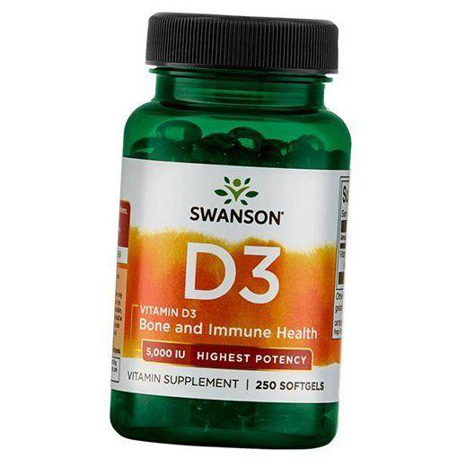 

Вітамін Д3, Vitamin D3 5000, Swanson 250 гелкапс (36280031) 250softgels