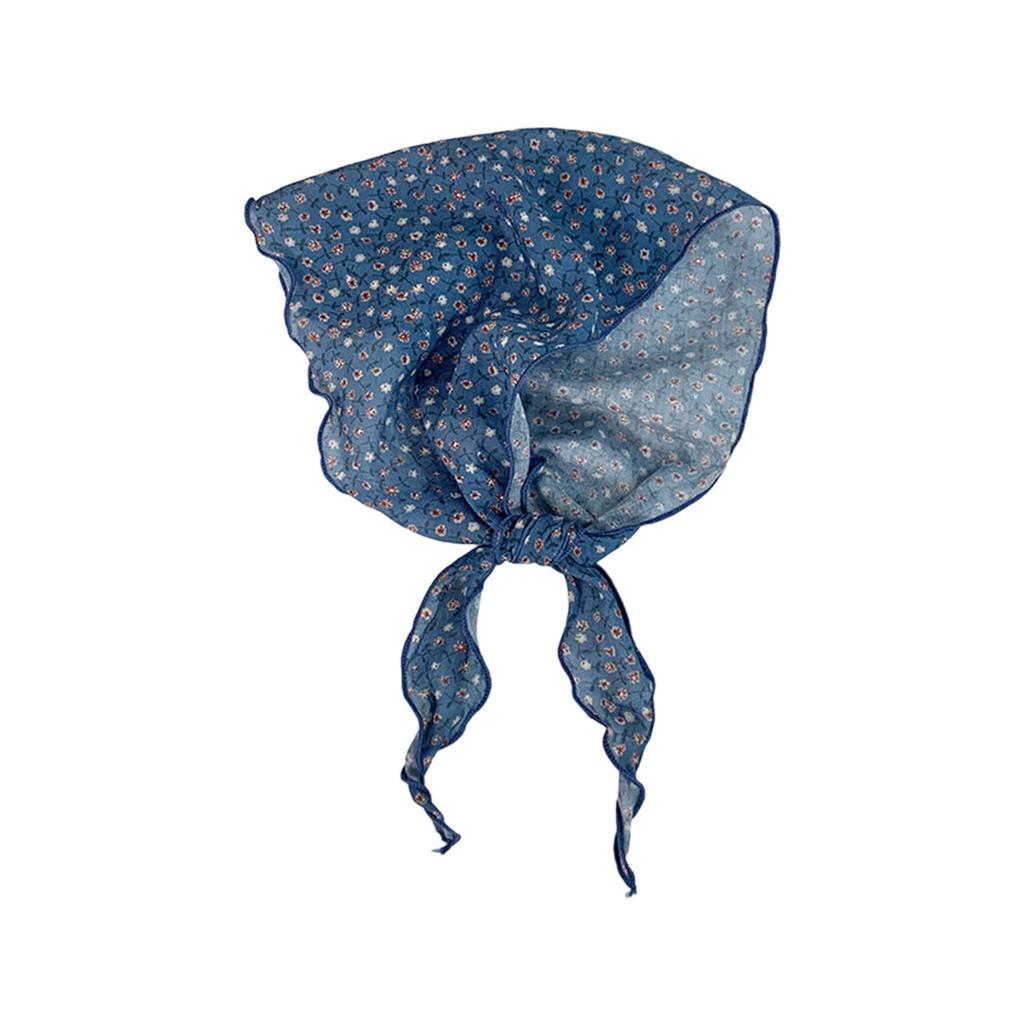 Soft Flower Print Neckerchief Adjustable Hair Scarf Breathable Headwear for Spring Summer Outfit Hair Styling Bandana