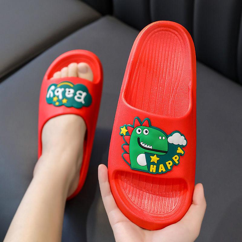Children's Open-Toe Cartoon Dinosaur Flip-Flops - Non-Slip Summer Sandals for Boys, Girls, and Babies