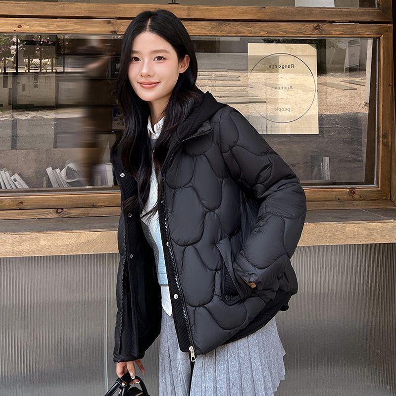 Zimní dámská bunda s kapucí Krátká Teplá Volná Oblečení v korejském stylu s vatovanými bundami