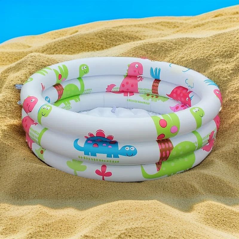 Dinosaur Printed Round Inflatable Swimming Pool Kids Inflatable Water Toy For Backyard Garden Water Park Summer Outdoor Play